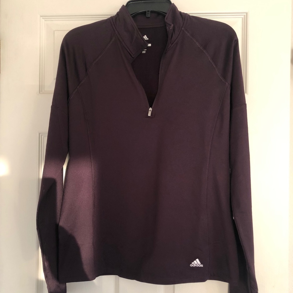 Adidas Quarter Zip Women’s Large Pullover Dark Purple Golf Shirt